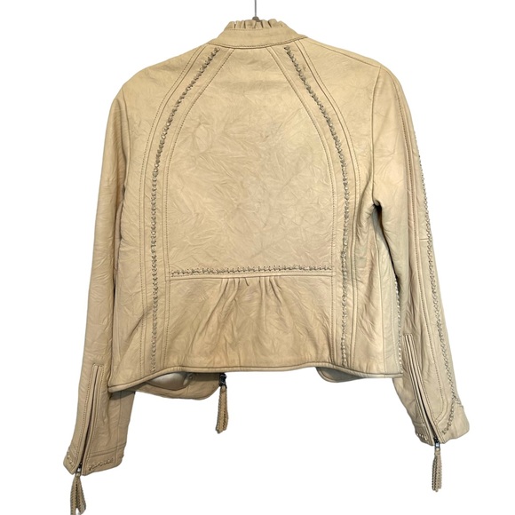 Munthe plus Simonsen Leather Jacket Sz 6 Cream - Picture 7 of 12